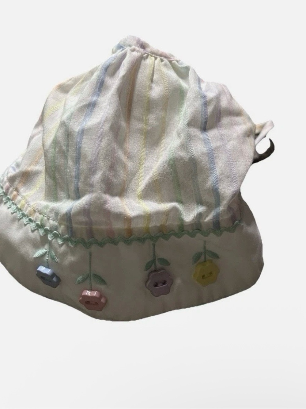 Vintage Baby Girl Rainbow Summer Bonnet Size 3-6 Months